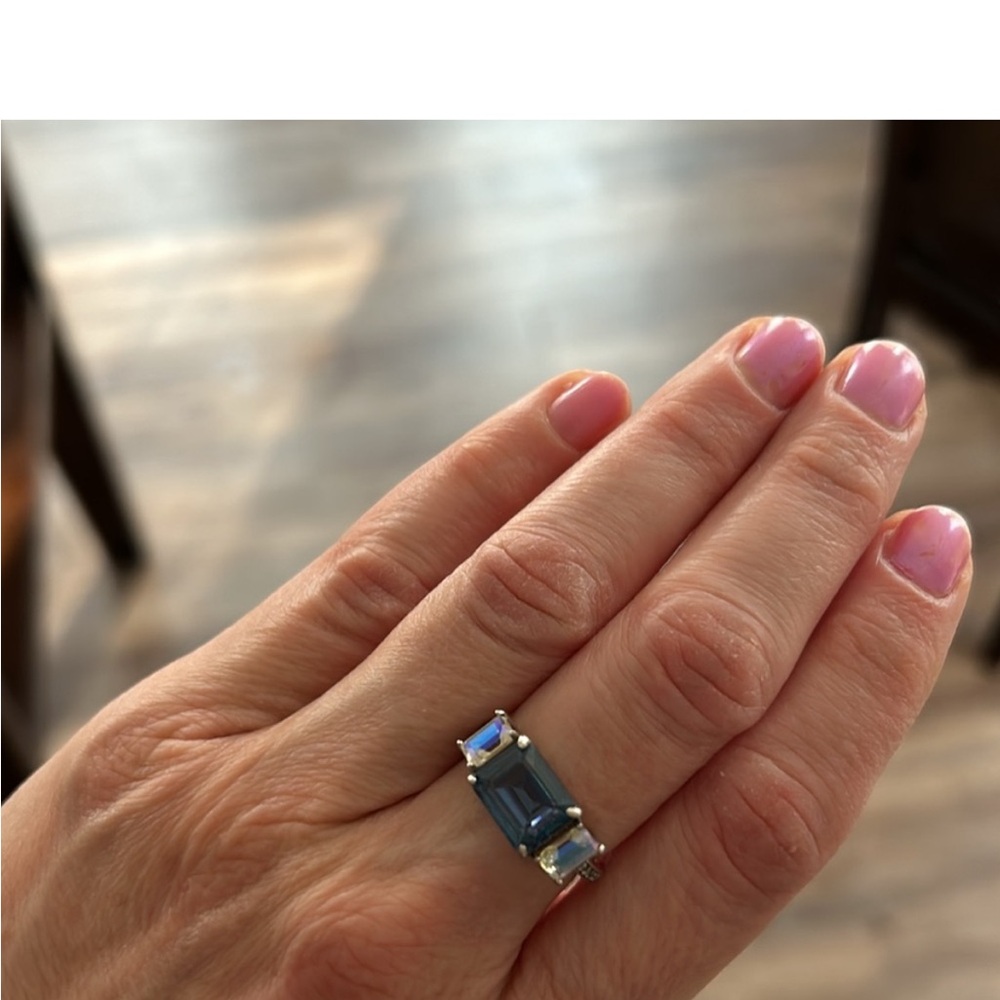 Aurora Borealis and Blue Topaz ring